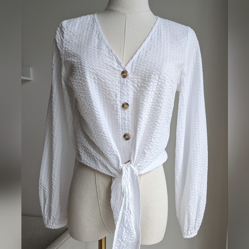 H&M Textured Tie-Front Top